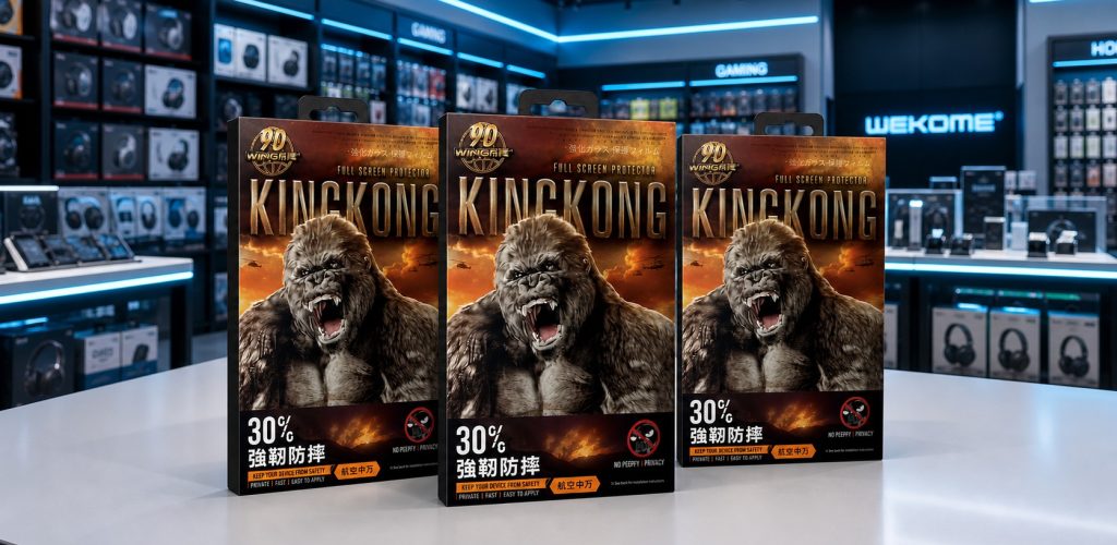 Tres empaques King Kong exhibidos en una tienda Wekome